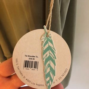 Faded green Tie Shoulder Top (Size L)